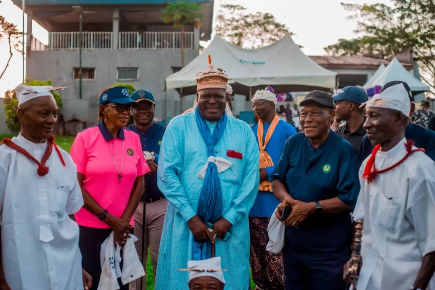 Obong of Calabar with guests at the golf tourney